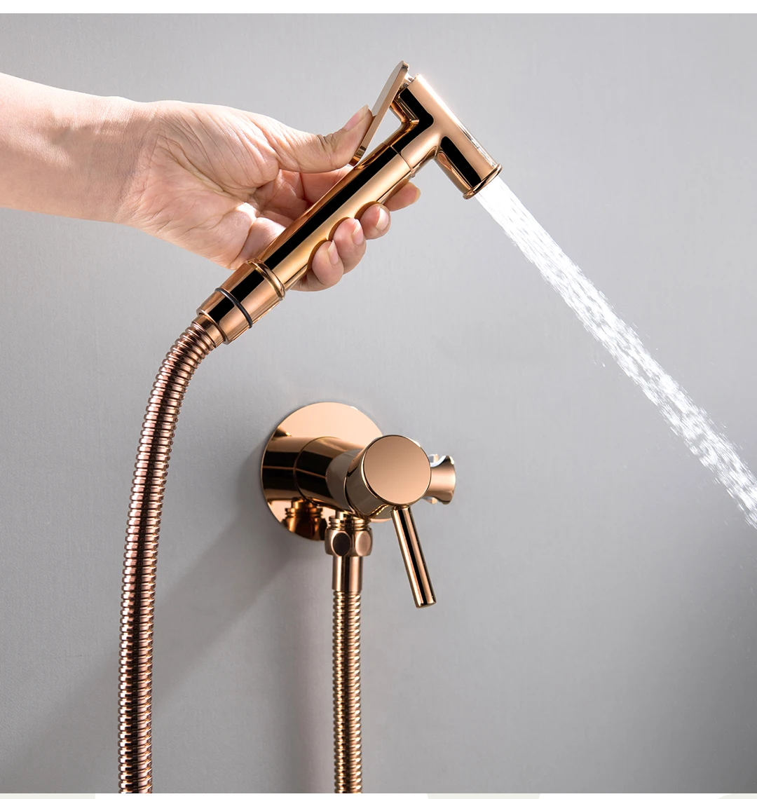 Description Picture 5 of itemBrass Round Portable Bidet Faucet Sprayer Toilet Bidet Gold Faucet Bathroom Hot and Cold Mixer Toilet Gun Set Cleaning Shower