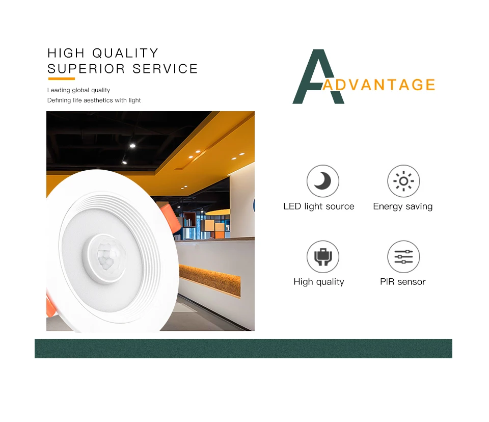 Description Picture 5 of item20W 15W 10W 5W PIR Motion Sensor Downlight AC85-265V Recessed Ceiling Light For Corridor Living Room Kitchen Decor Lighting