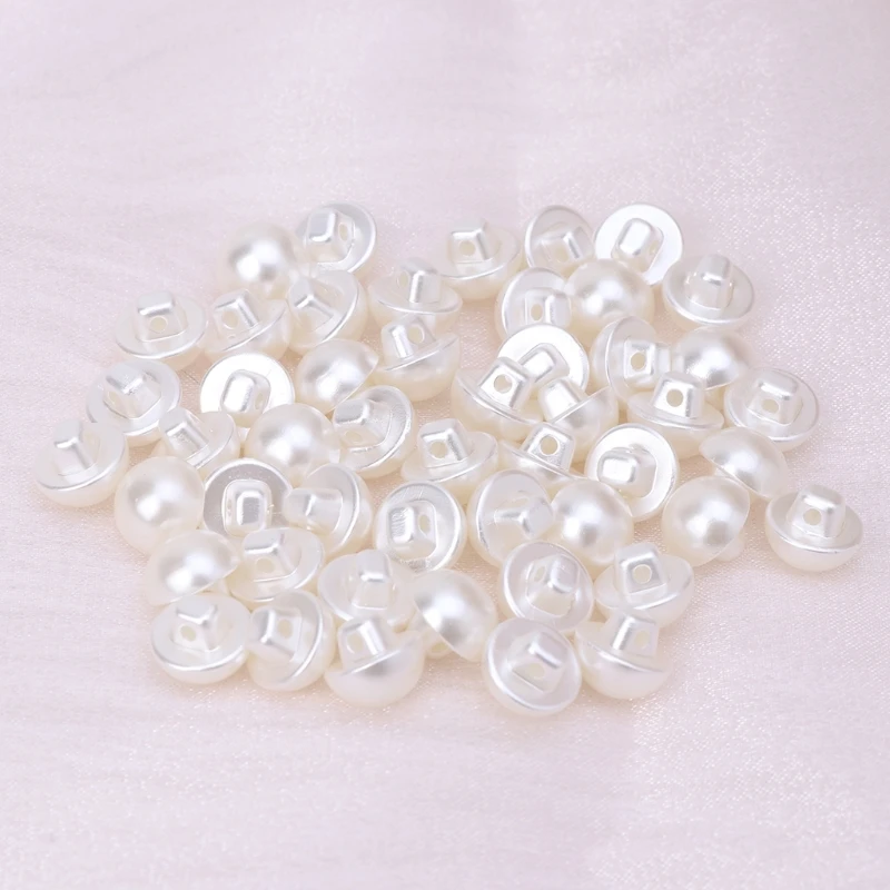 448B 50Pcs Faux Pearl Buttons Fit Sewing Scrapbook Backhole Sewing Crafts 10/11.5mm 3
