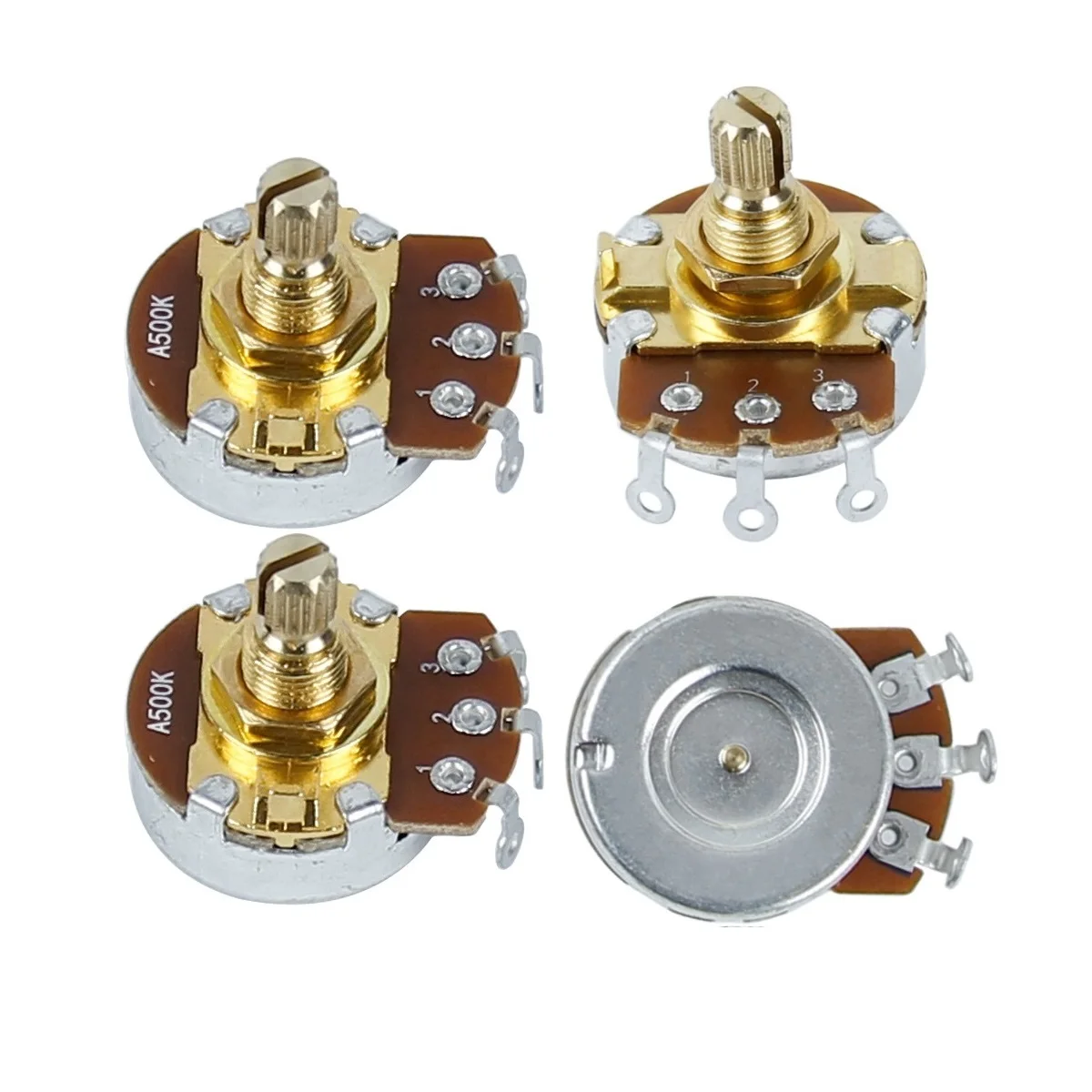 4PCS 250K / 500K Potentiometer Electric Guitar 15mm Short Split Shaft Volume Tone Control Parts