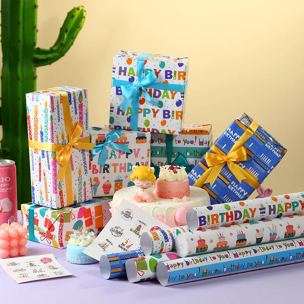 Sheets Happy Birthday Gift Wrapping Paper for Kids Boys Girls - Main Image