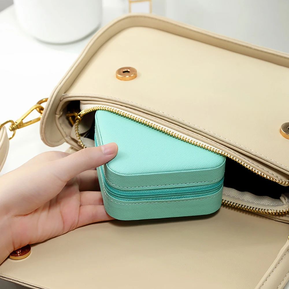 1Pcs PU Leather Double Layer Multifunctional Waterproof Jewelry Storage Box Travel Portable For Ring Earrings Necklace Bracelet