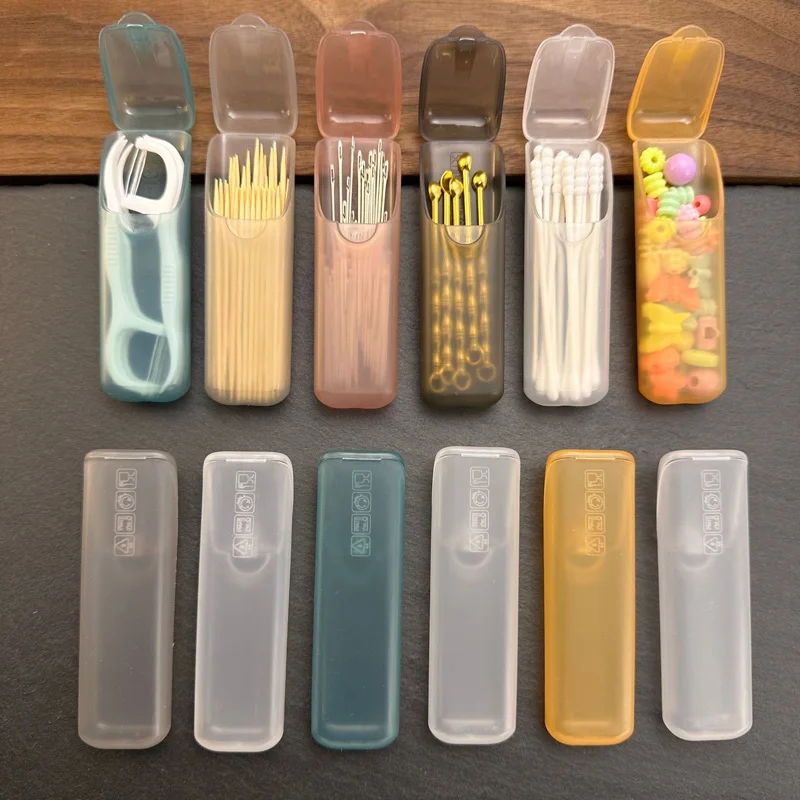 Portable Toothpick Floss Holder Compact Transparent Plastic Storage Box Pill Case Home Outdoor Travel Restaurant Camping Tools