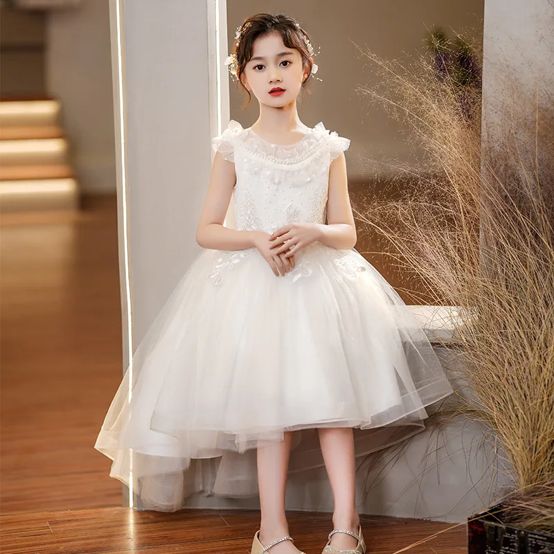 

Children Clothing Summer Kids Dress Embroidery Wedding Flower Girl Swallow Tail Ball Gown Piano Performance Princess Dresses