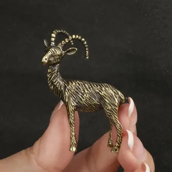 New Small Sheep Figurines Suitable Household Desktop Solid Brass Goat Sculpture Ornament Mini Animals Home Table Accessories