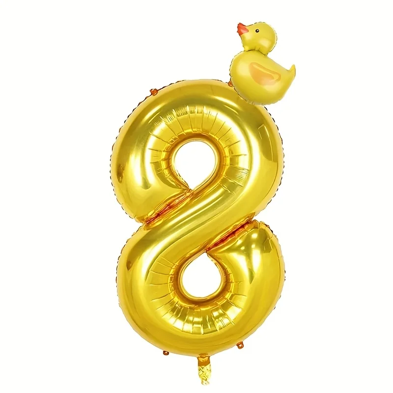 2er-Set Mini-Enten-Folienballons, goldene 40-Zoll-Zahlenballons 0-9 für Geburtstagsfeiern, Babyparty-Luftballons – Detail 8