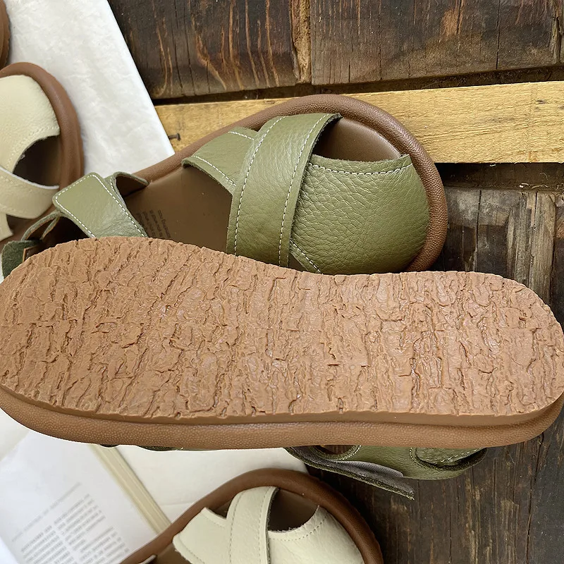 Careaymade-Genuine leather soft surfaces comfortable sandals,original big women's shoes,summer hollowed out women beach shoes