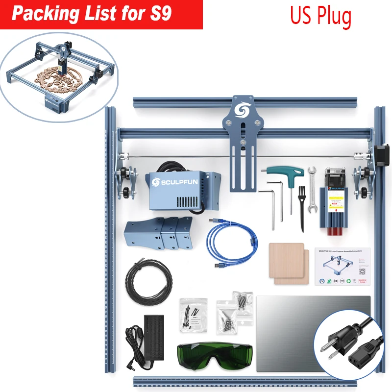 SCULPFUN S9/S10 90W effect Laser Engraver CNC Router Desktop DIY Laser Engraving Cutting Machine with 410x420 Large EngravingS10 pellet mill for sale Woodworking Machinery