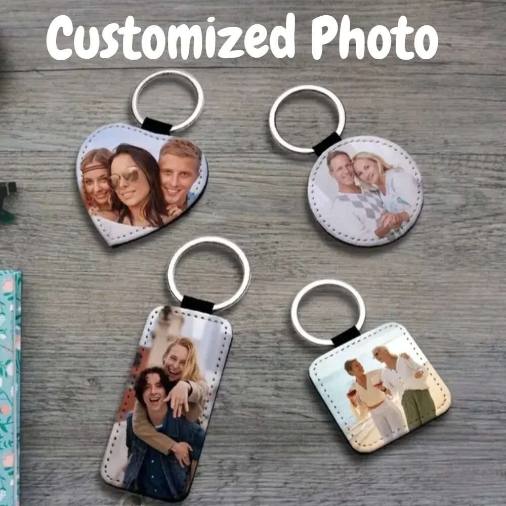 Personalised Photo Keychain - Custom PU Leather Keyring with Sublimation Printing