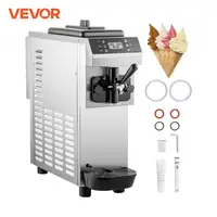VEVOR 13L/H Commercial Soft Ice Cream Maker Single-Flavor Benchtop 1200W Countertop Vending Machine for Business Snacks Drinks 1