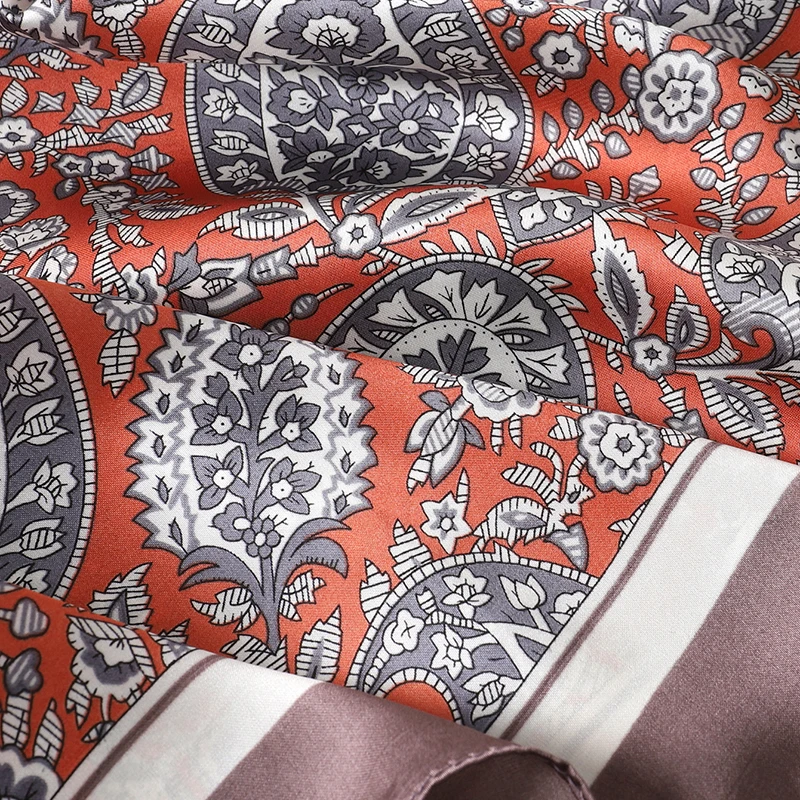 Luxus Platz Seide Haar Schal Frauen Neck Schalldämpfer Hijab Dame Schals Taschentuch Druck Weibliche ScarvesHead Bandana Bufanda – Detail 23