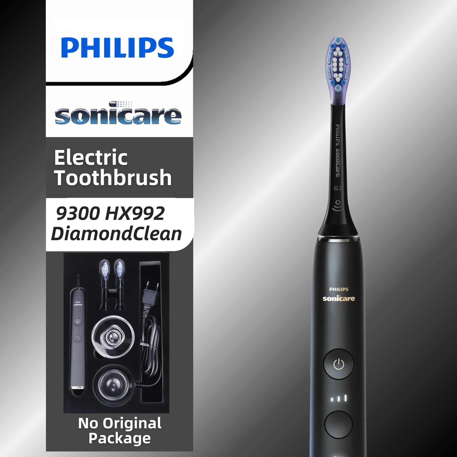 Philips Sonicare Hx992 con 2 cabezales de cepillo G3 SmartSeries Mango de cepillo de dientes eléctrico sónico, sin paquete original
