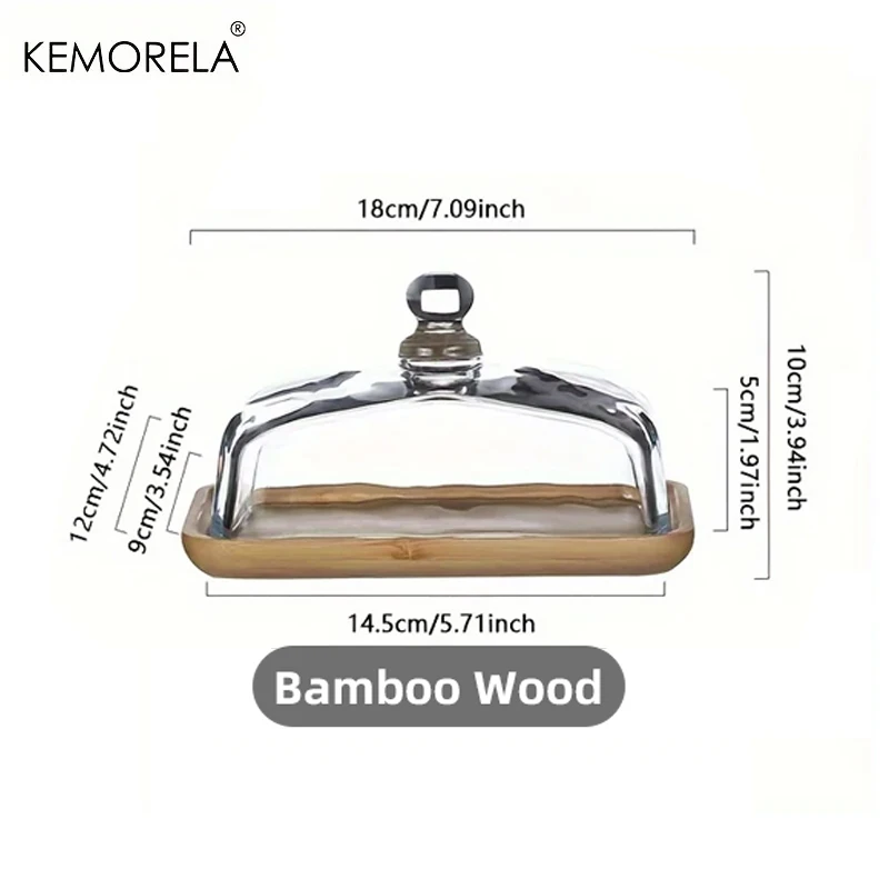 צלחת עץ לעוגה וקינוחים עם מכסה זכוכית לאבק, מגש לשירות במסעדה, מגש לשירות גבינה, פודינג וחטיף, צלחת מטבח