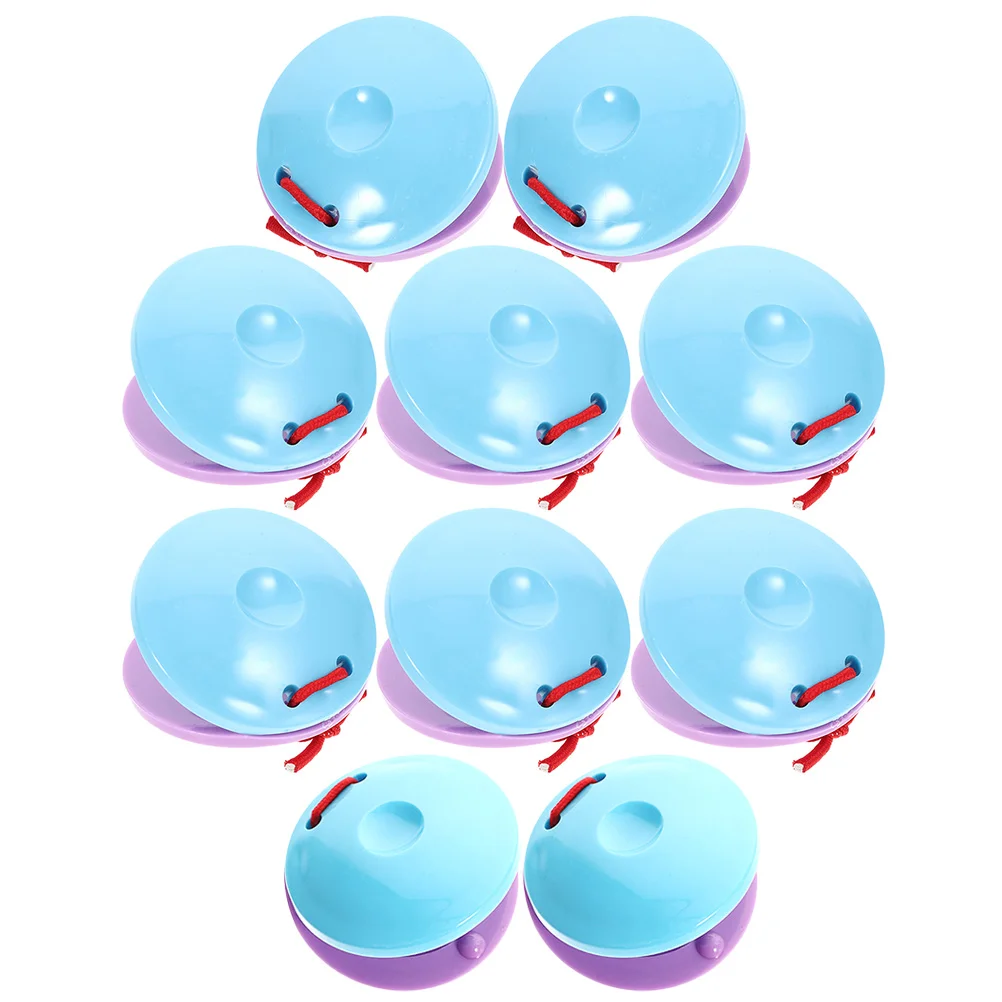 

10 Pcs Children's Round Sounder Small Castanets Finger Puzzle Plastic Musical Instruments Unique Mini
