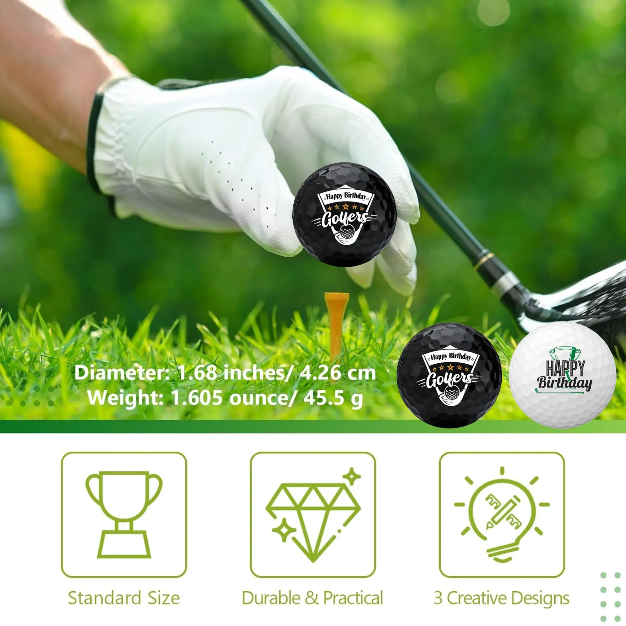 2 Pcs Birthday Golf Balls Set Birthday Novelty Golfer Gift for Coworkers Golfers Golf Lovers view 5