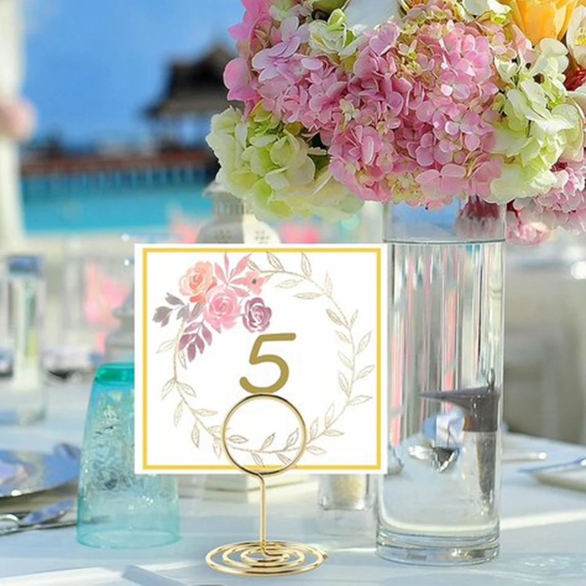Mini Metallic Paper Clamp Gold Desktop Decoration Round Shape Photos Clips Place Card Clamps Stand Table Numbers Holder 20Pcs
