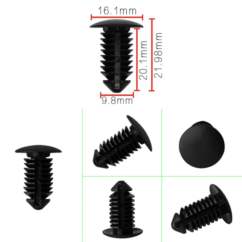 Club Car Black Plastic Xmas Tree Push Rivets - Package of 100