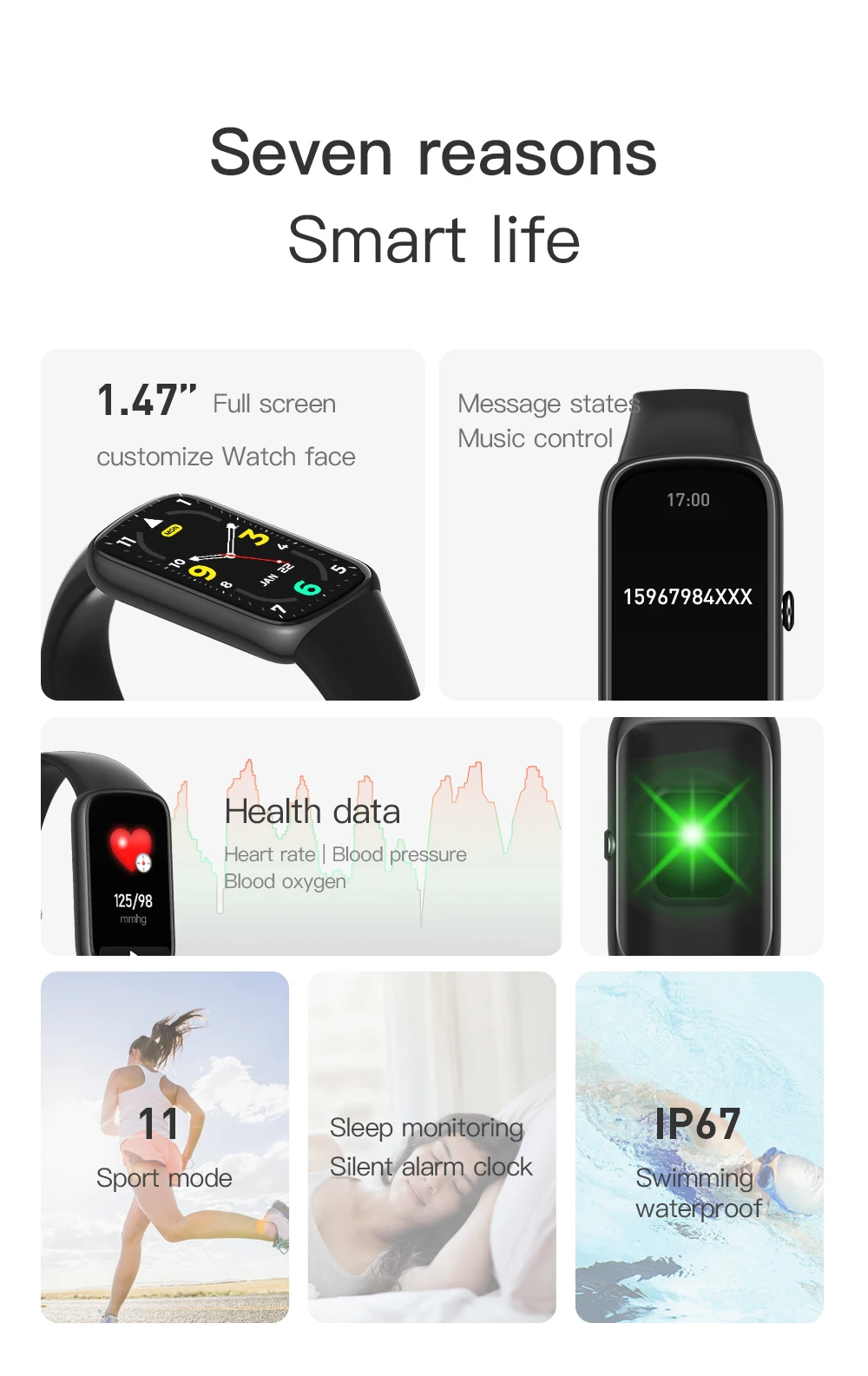 C11 Green Smart Bracelet Watch Wrist Blood Oxygen Step Counter Tracker Electronics Female Fit Bit Fitness For Men Women
