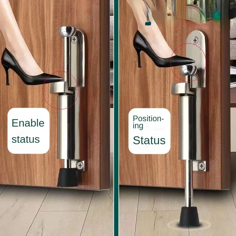 Stainless Steel Telescopic Door Stopper Silver Spring Loaded Step-On Door Holder Stops For Household Hardware door stopper