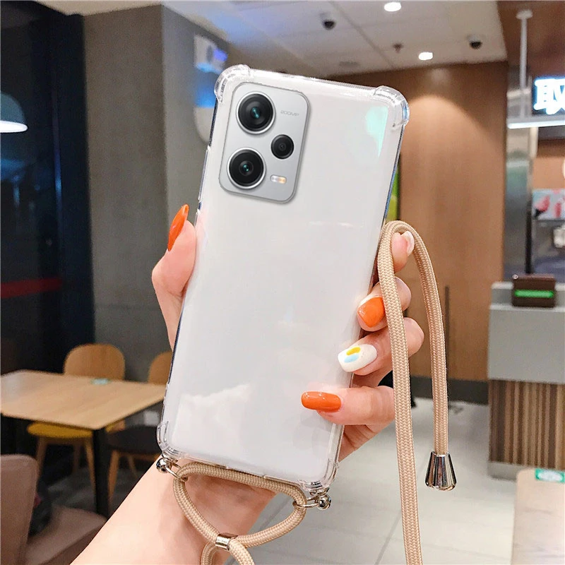 Clear Shockproof Crossbody Lanyard Case - Transparent Soft TPU Silicone Cover