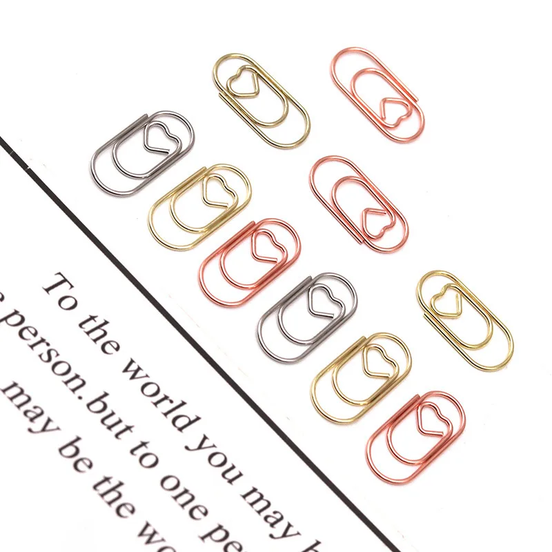 50Pcs 컬러 러브 종이 클립 사무용품 크리 에이 티브 마카롱 종이 클립 워터 드롭 특수 모양의 미니 종이 클립