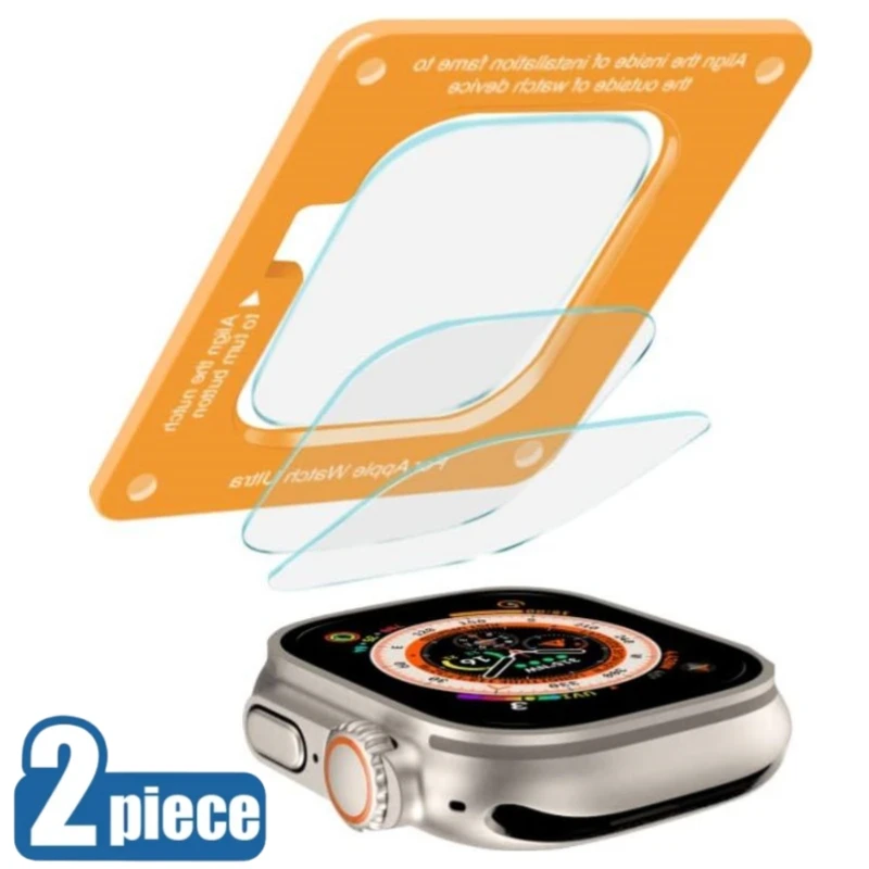 

2Pcs Screen Protector For Apple Watch Ultra 49mm Accessories Tempered Glass HD Film iWatch Ultra automatic installation