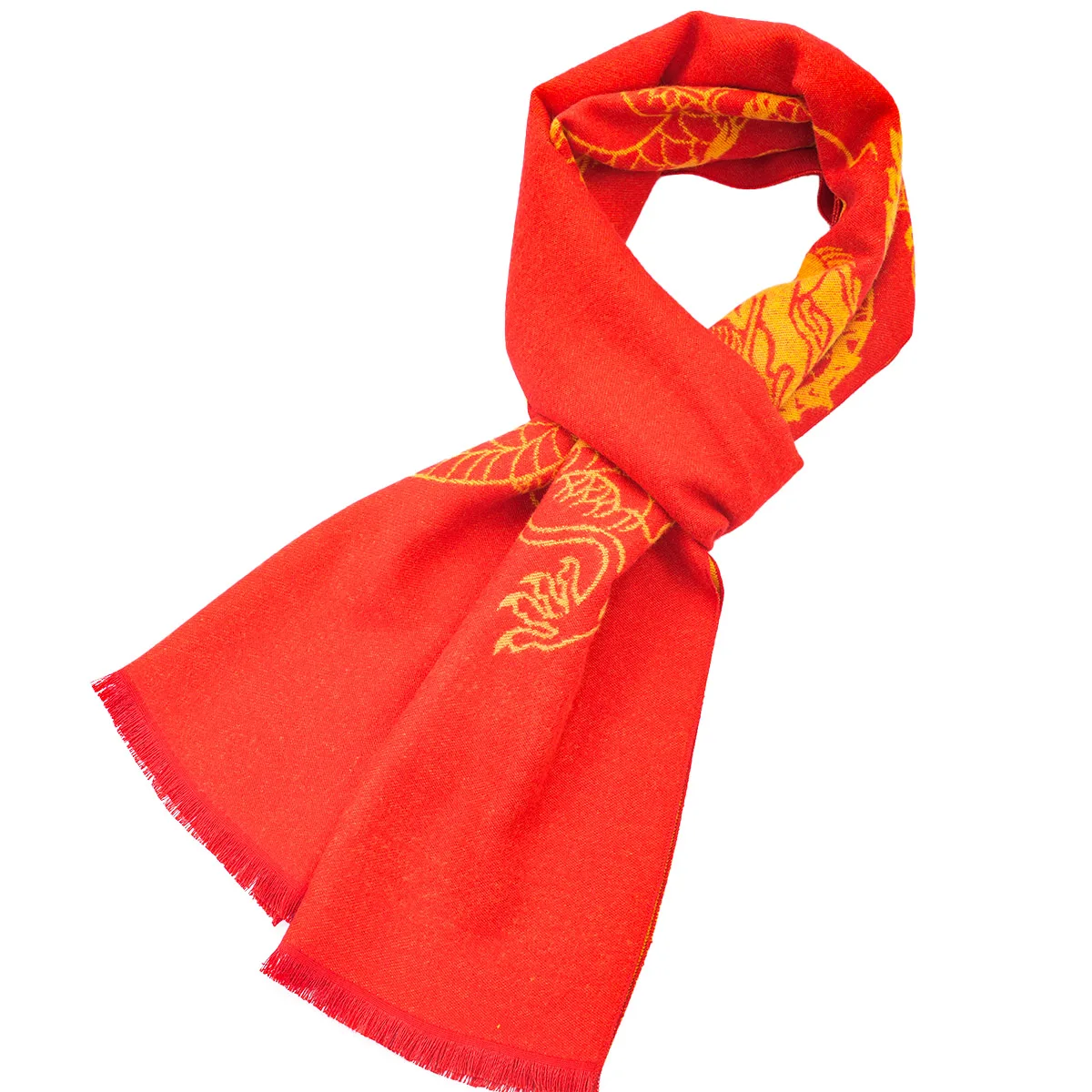A big red chinese dragon pashmina warm short beard unisex scarf shawl suitable for daily wear and decoration holiday gifts 3