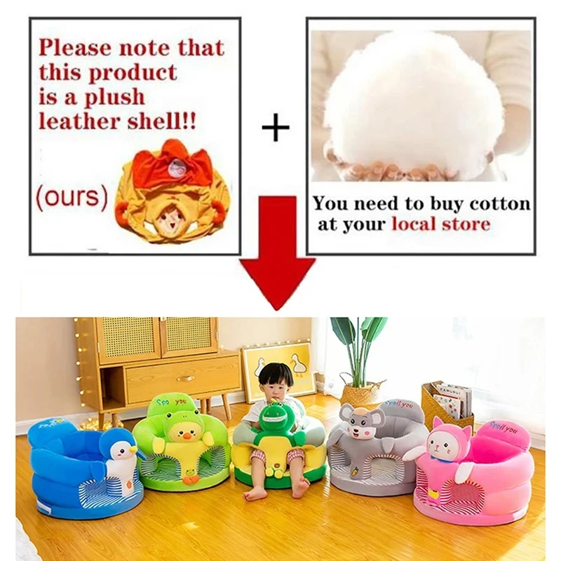 Cute Baby Sofa Support Seat Cover Plush Chair LearningTo Sit Feeding Chair Comfortable Toddler Nest Puff Washable Without Filler 6