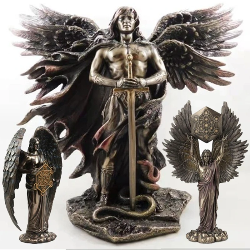 Christian Statue Home Decor Items Archangel Metatron Angel Transformation Sculpture Resin Crafts Garden Statue Creative Theme Belief Small Decoration