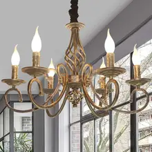 

Antique Bronze Chandelier Kitchen Island Vintage Golden Iron Pendant Lamp for Living Room Hotel Lobby Home Bar Led Hanging Light