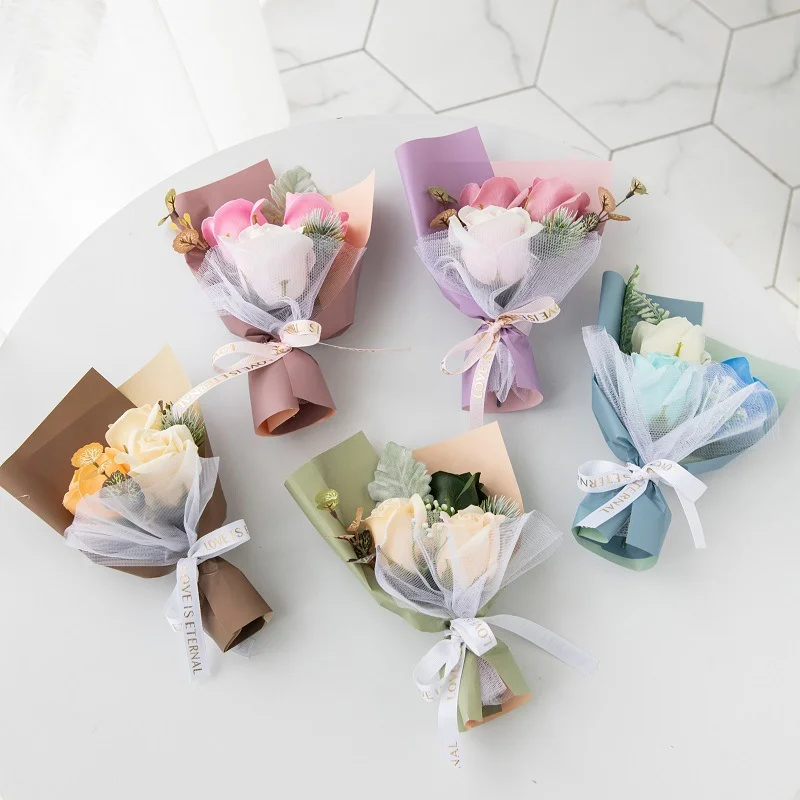 Mini-Rosen Fertigprodukte, Handgefertigte Blumen, Künstliche Blumen, Kleine Sträuße, Festival-Souvenirs, Kunstblumen
