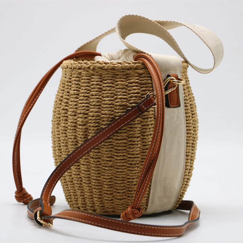 

Designer Brands Straw Bucket Bag Large Tote Custom Letters Rope Woven Women Shoulder Crossbody Bags Rattan Summer Beach Handbags