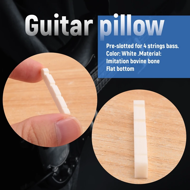 Pre-Slotted Flat Bottom Bone Bass Nut 38X3.5X5/4.5Mm for 4 String Fender PB JB Precision Bass Jazz Bass