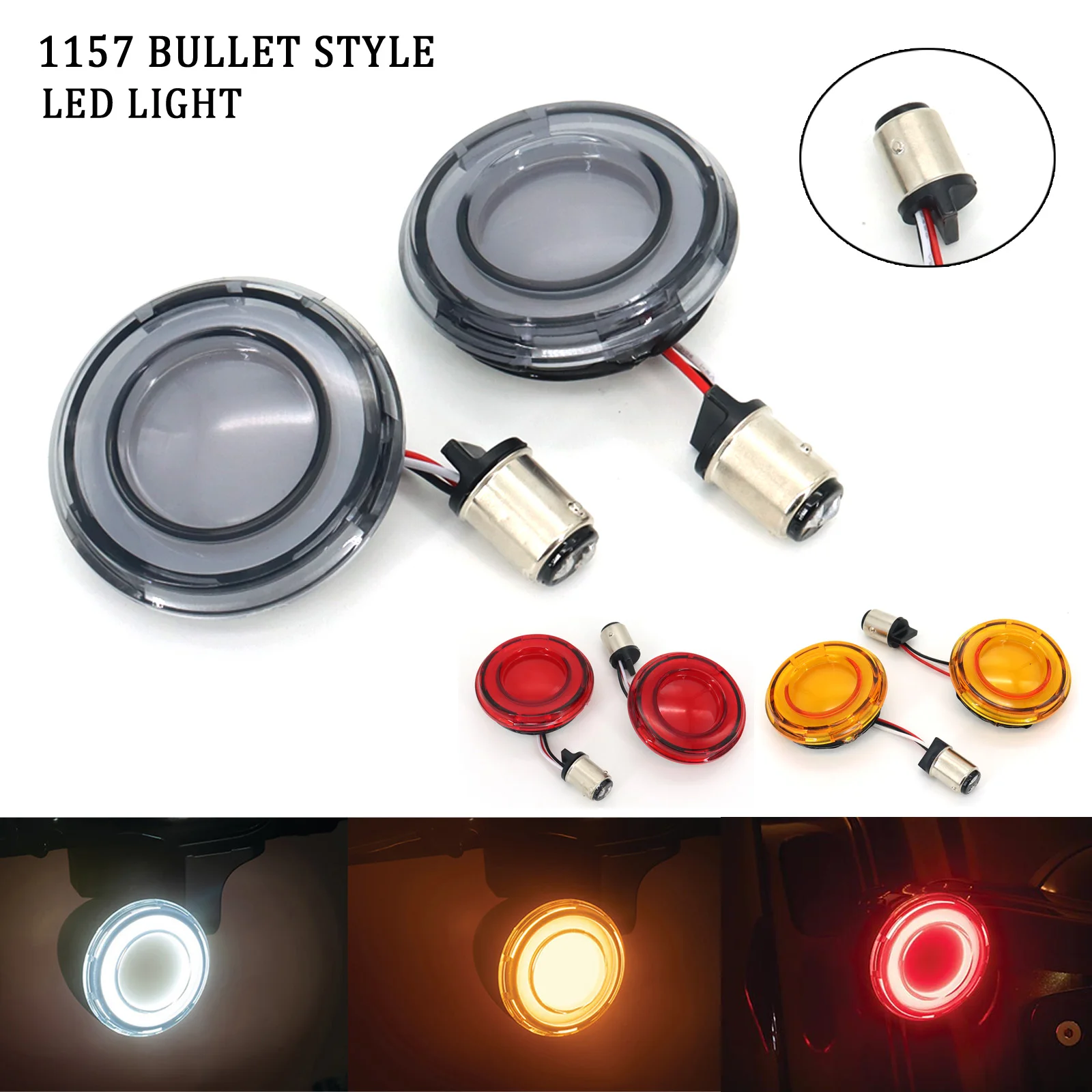 Knipperlichten Motoren Onderdelen Harley-Davidson | Nieuwe 2 Stuks Motorfiets LED Rem Achterlicht Richtingaanwijzer... Motorfiets Voor Achter 1156 1157 LED Knipperlichten Bullet... Knipperlichten kopen