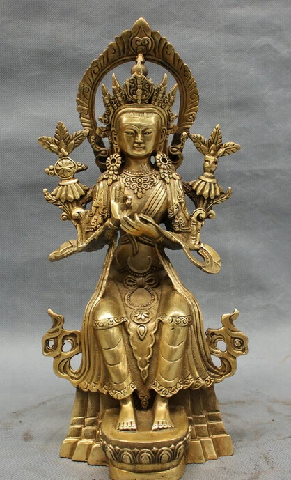 

S4460 12" Tibet Brass Buddhism Maitreya Buddha Kwan-Yin GuanYin Tara Goddess Statue D0318