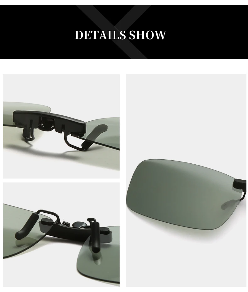 YAMEIZE lunettes de soleil à Clip polarisées sans monture femmes hommes Sport lunettes photochromiques lunettes de soleil Anti-éblouissement Vision nocturne_voghion.com