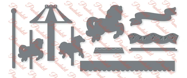 Carousel Horses Clear Stamp and Cutting Dies for Card Making,diy