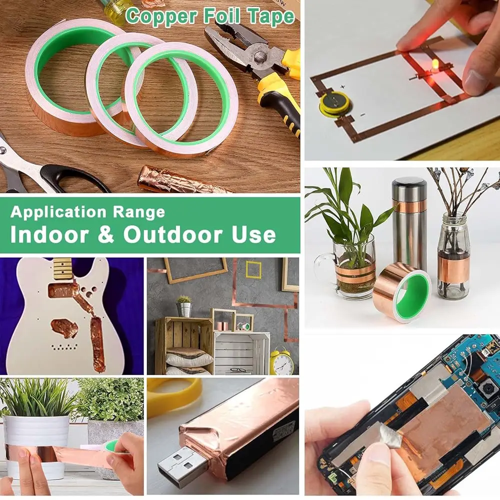 Premium Double-Sided Conductive Copper Foil Tape for Stained Glass, EMI Shielding, and Crafts