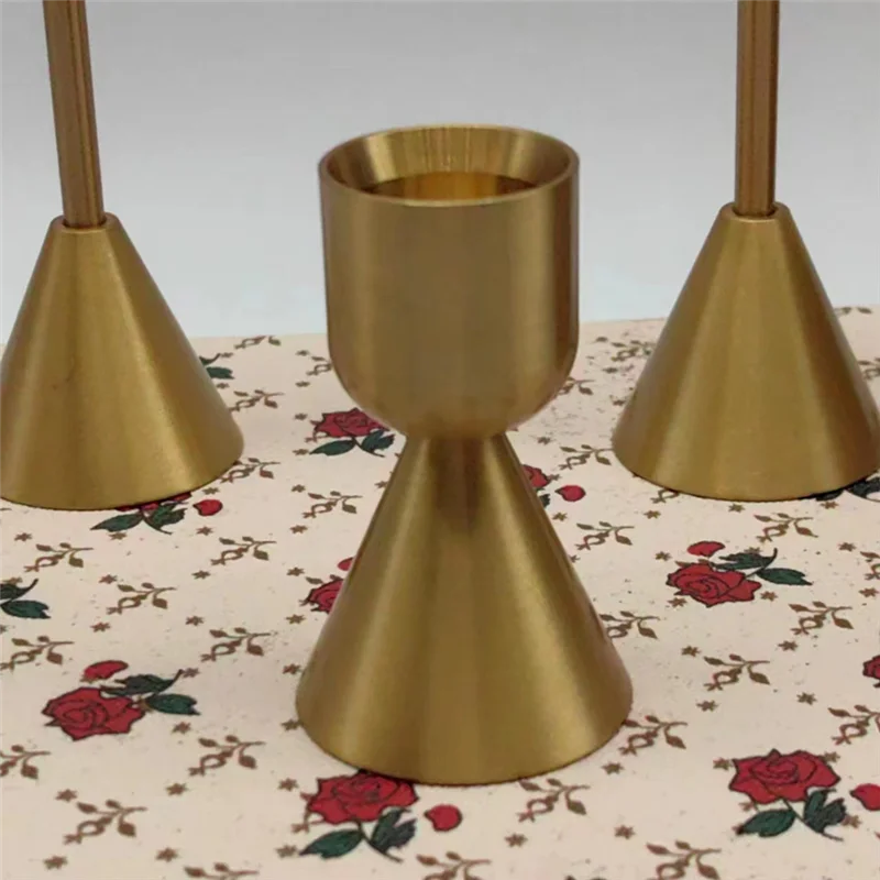Table Centerpiece Candle Stand Set of 3 Brass Gold Metal wedding table candle stand decoration