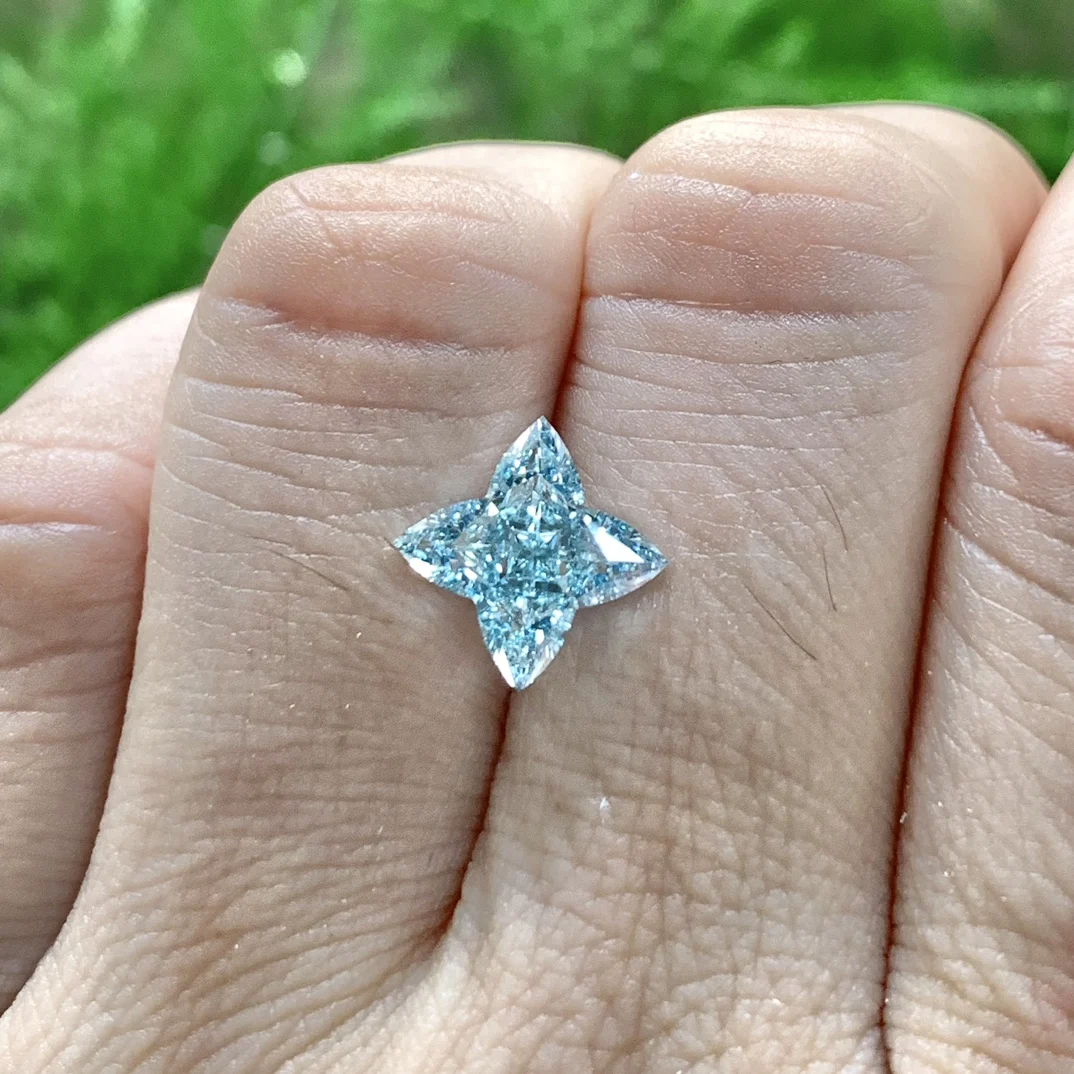 IGI 3.13CT Blue Flower Shape LGD CVD Diamonds Stone Fancy Intense Greenish Blue with igi Certificate Lab Grown Diamond