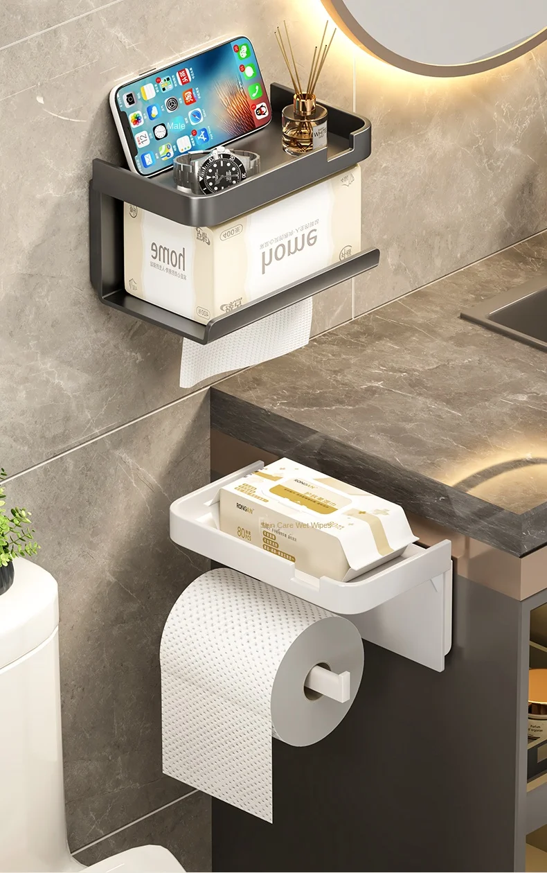 Badezimmer-Taschentuchhalter, Ohne Bohren, Wandmontierter Taschentuchspender, Gesichtstücher-Aufbewahrungsregal, Toilettenpapierhalter – Detail 18