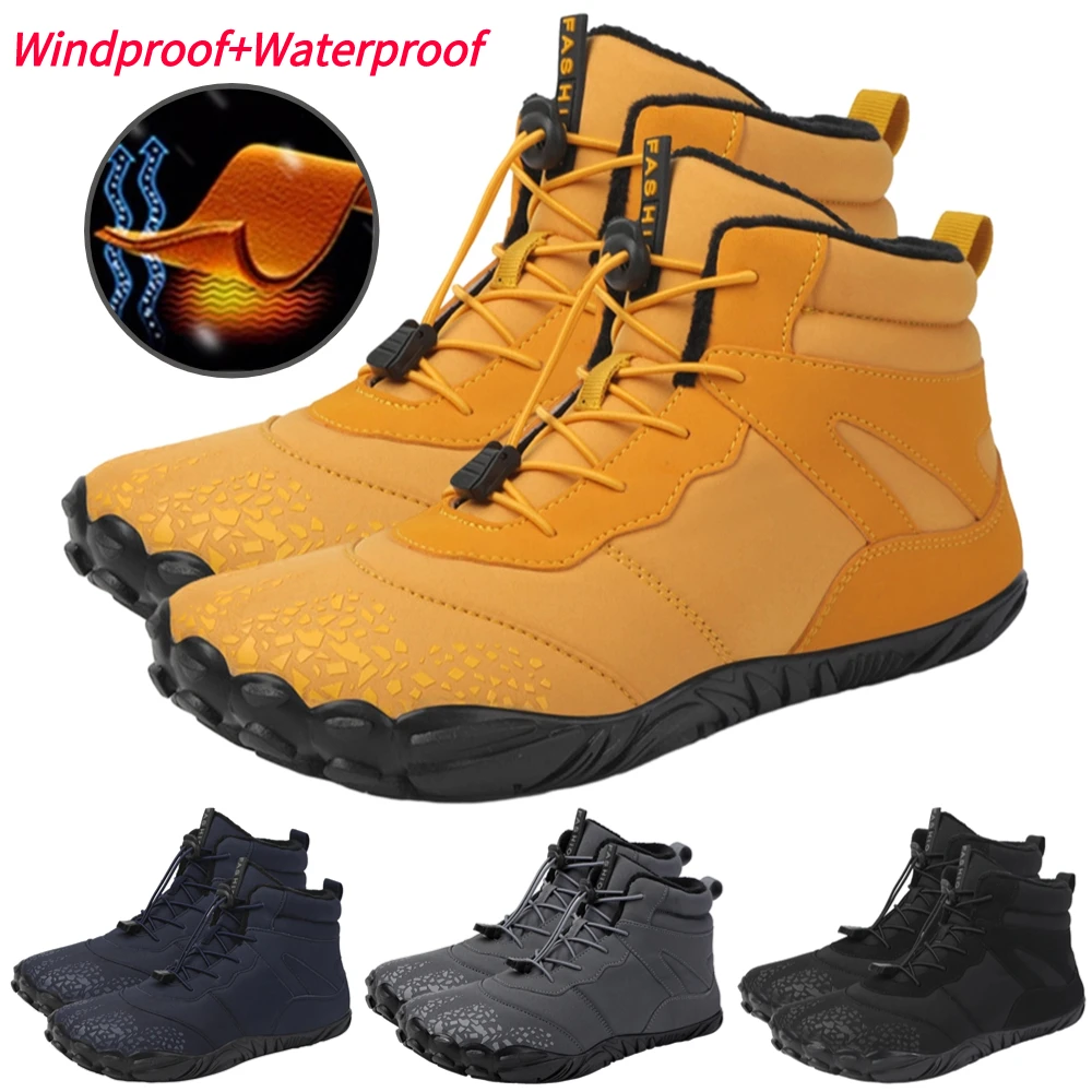 Winter High-Top Barefoot Upstream Shoes Men Women Trekking Mountain Boots Anti-Skid Hiking Sneakers Outdoor Sports Warm Shoes