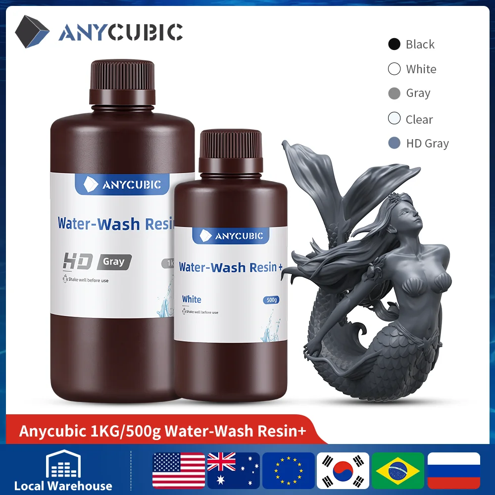 Anycubic-resina uv de Alta Precisão para Impressão Lcd 3d Resina Lavável à Água Baixo Odor Baixa Viscosidade Impressora 3d 405nm