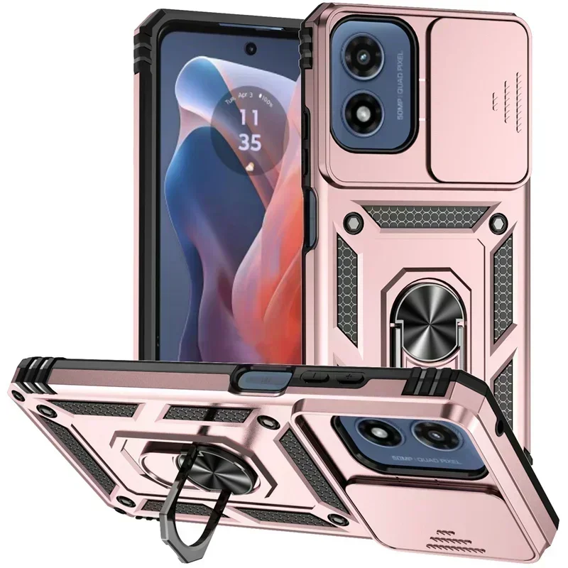 Enhanced Armor Shockproof Case with Ring Holder and Slide Protection