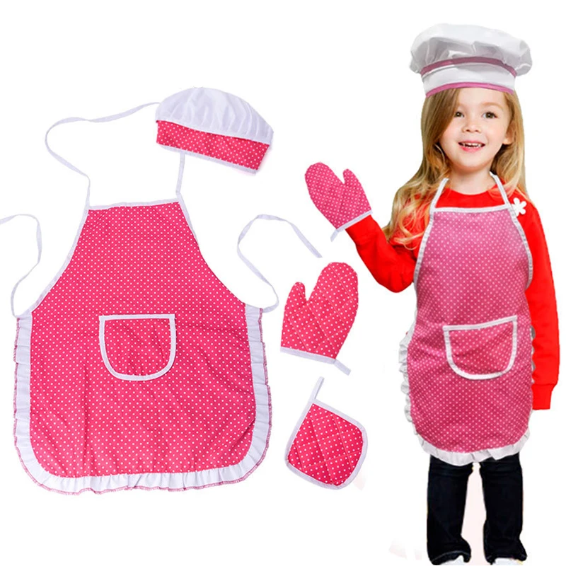 4pcsLotKidsApronChefDressUpClothesCookingBakingToolSuppliesApronGlovesHatSet.jpg