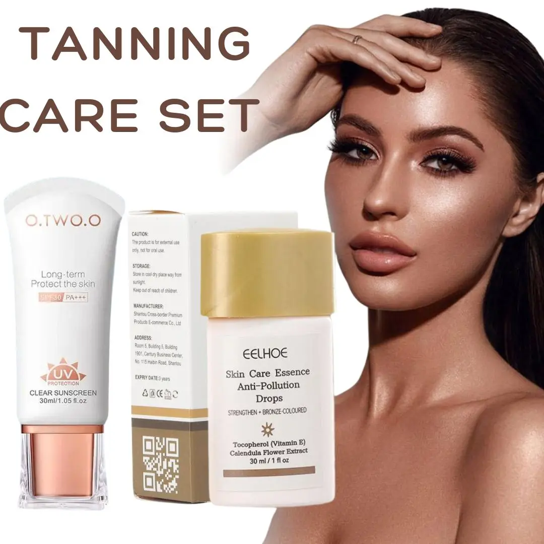 Self Tanner Cream & SPF30 + sunscreen Face Body Fast Bronzer Lotion Self Tanning Cream UV Protection Skin Tanning Care Set
