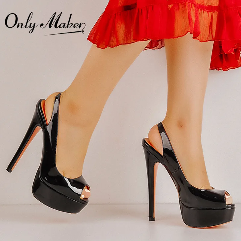 Onlymaker Women Peep Toe Platform Thin High Heel Sandals Sexy