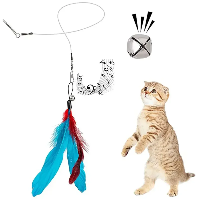 Cat Toy 11pcs Interactive Teaser Stick Set Retractable Wand Feather Toy Refills Indoor Kitten