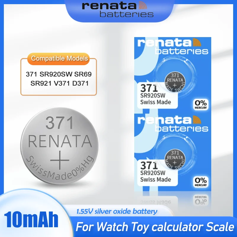 1-10PCS New Renata 371 SR920SW AG6 LR920 LR69 920 1.55V Silver Oxide Watch  Battery For Toy Remote Swiss Made Button Coin Cell - AliExpress
