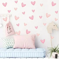 60Pcs Soft Pink Big Small Heart Shape Wall Stickers for Waterproof Removable PVC  Home Decoration 4